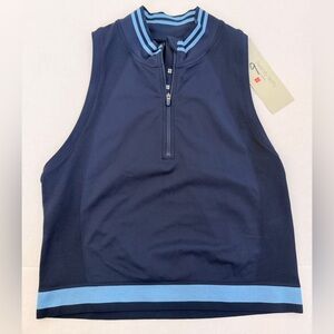 Sweaty Betty Dark Blue Tank with Striped Collar